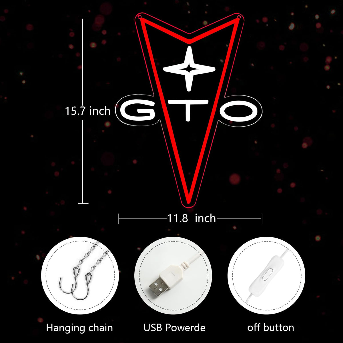 AHlove GTO Neon Car Signs for Store Wall Decor， Led Business Sign Suitable for Man Cave、Bedroom、Garage、Party, Birthday、Christmas Gifts for Boys 5V Power Adapter 16 * 12Inch(white+red)