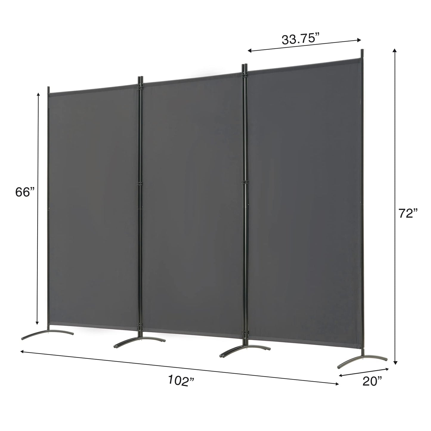 Spurgehom 3 Panel Room Divider Folding Partition Privacy Screens, Freestanding Fabric Room Panel Portable Room Partition Wall Dividers for Home Office Restaurant, 102" W X 71" H (Grey)