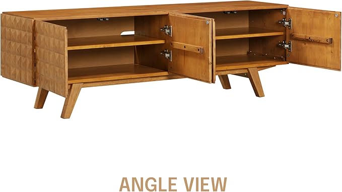 NTC Sapa Mid-Century Modern Solid Wood TV Stand 4-Door Media Console