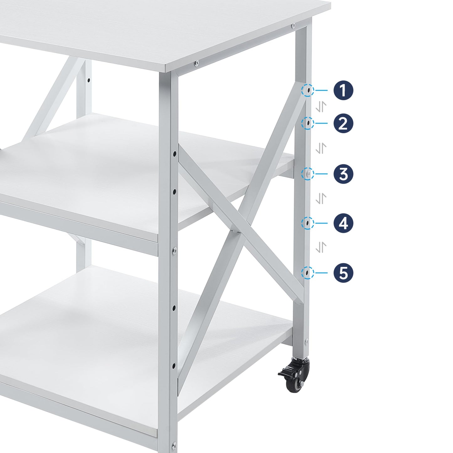 Fannova Large Printer Stand with Height Adjustable Storage Shelf, 23.6 x 23.6 Inches Square Printer Table with Industrial Wheels, Multi-use 3 Tier Rolling Printer Cart for Home Office - White