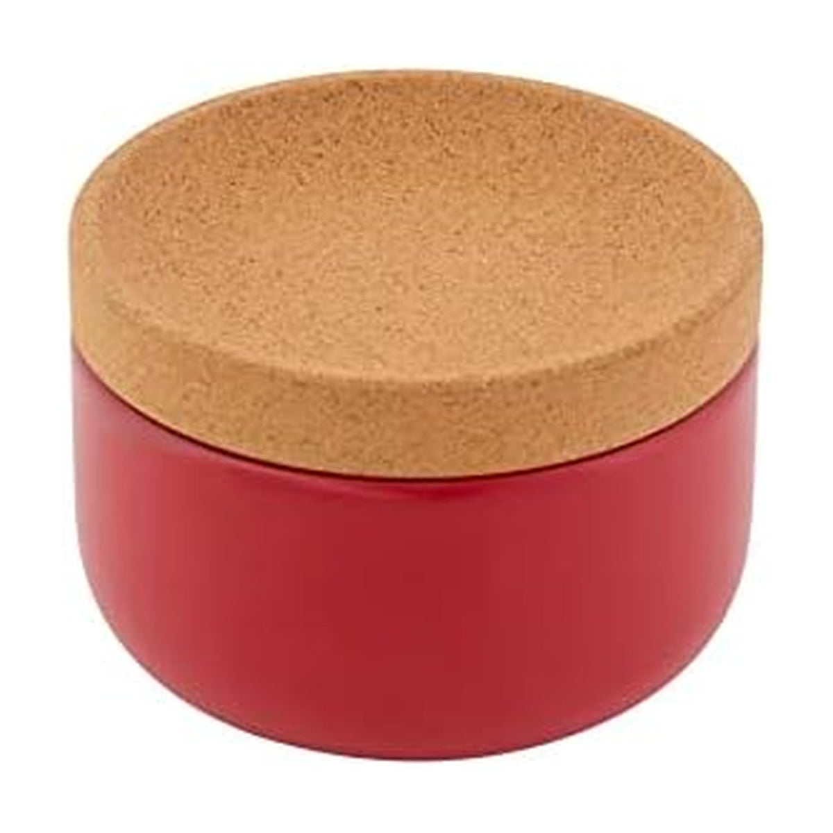 Kamenstein Ceramic and Cork Salt Pig with Easy Lift Lid for Easy Access, Red