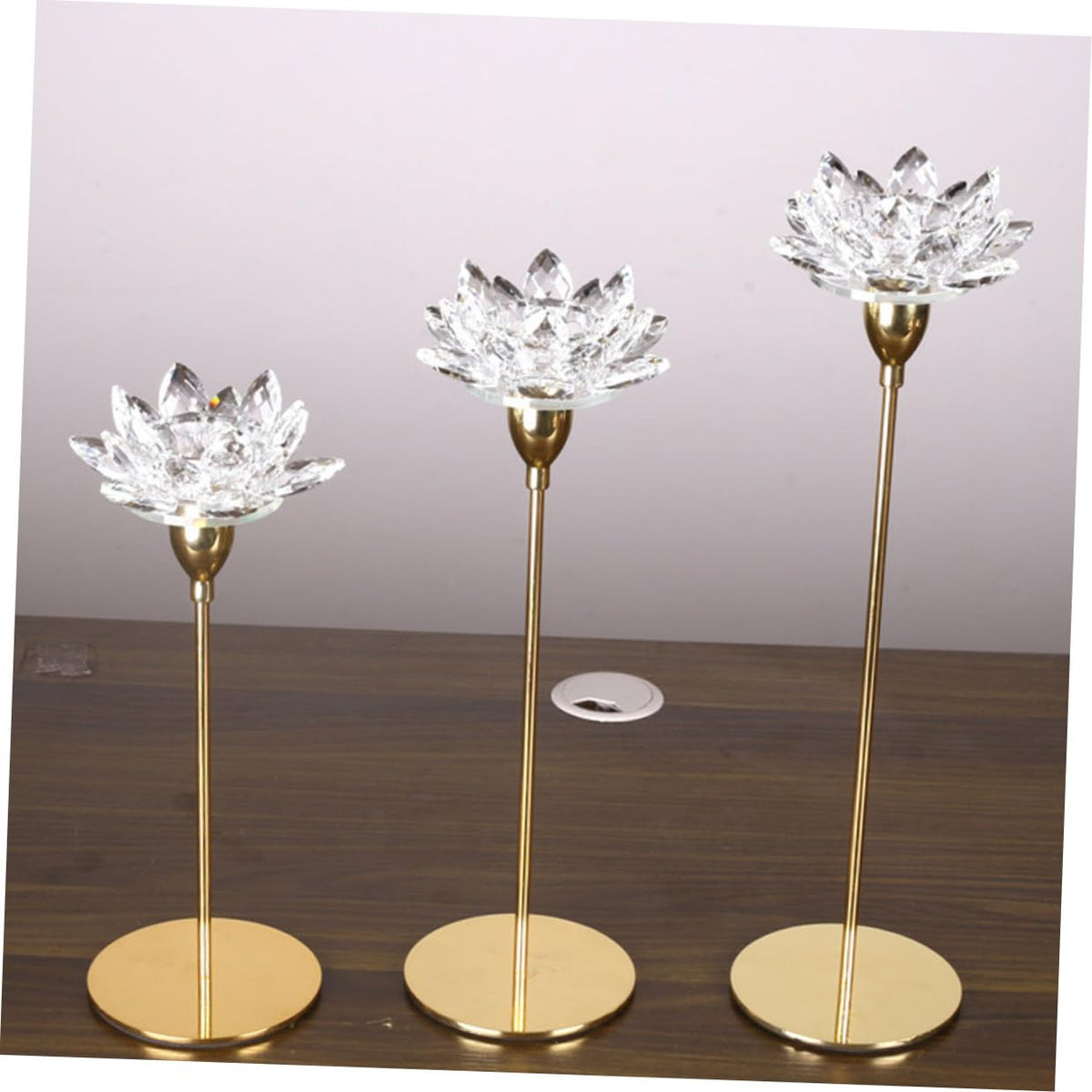 COHEALI Crystal Lotus Metal Candlestick Holder Small Gold Decorative Candle Stand for Wedding and Candlelight Dinner Home Décor