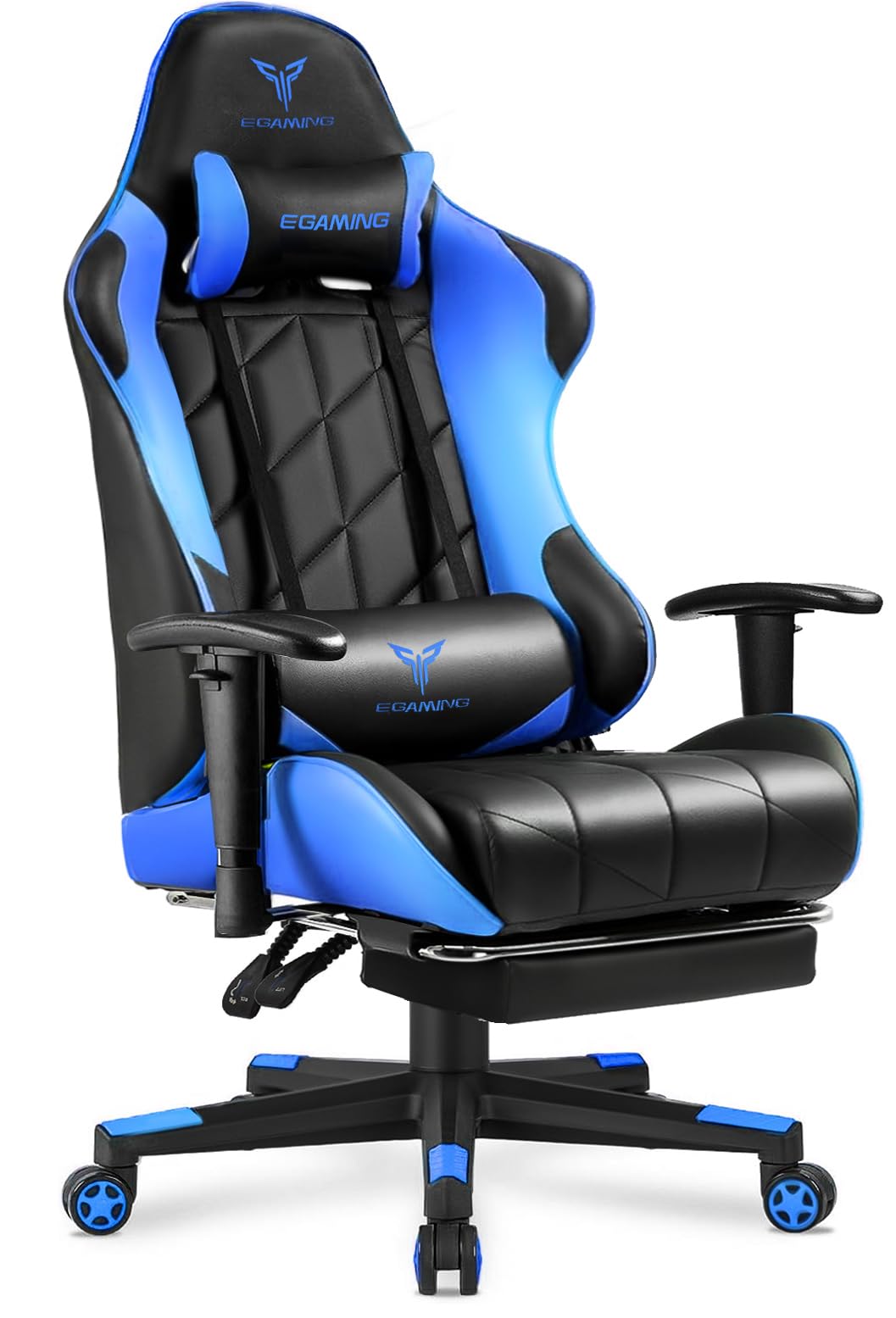 Gaming Chair, Big and Tall Video Game Chair with High Back PU Leather, Home Office Ergonomic Computer Chair with Footrest, Adjustable Height, 360° Swivel Wheels for Adults and Teens