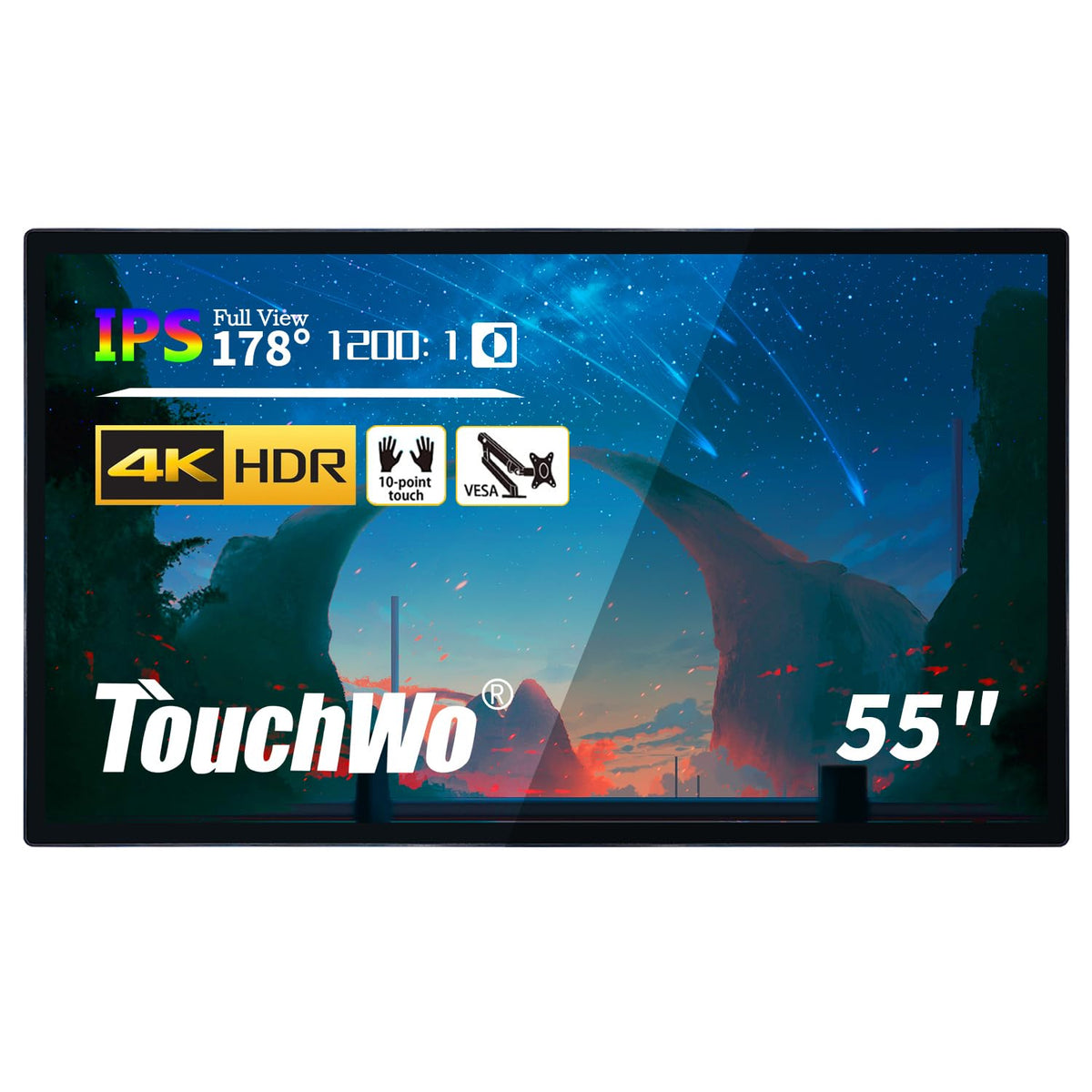 TouchWo 55 inch Interactive Touchscreen Monitor, Smart Board with 4K Display, Win-10 Electronic Whiteboard Touch Screen PC for Office and Classroom, Core i3 RAM 4G & ROM 128G