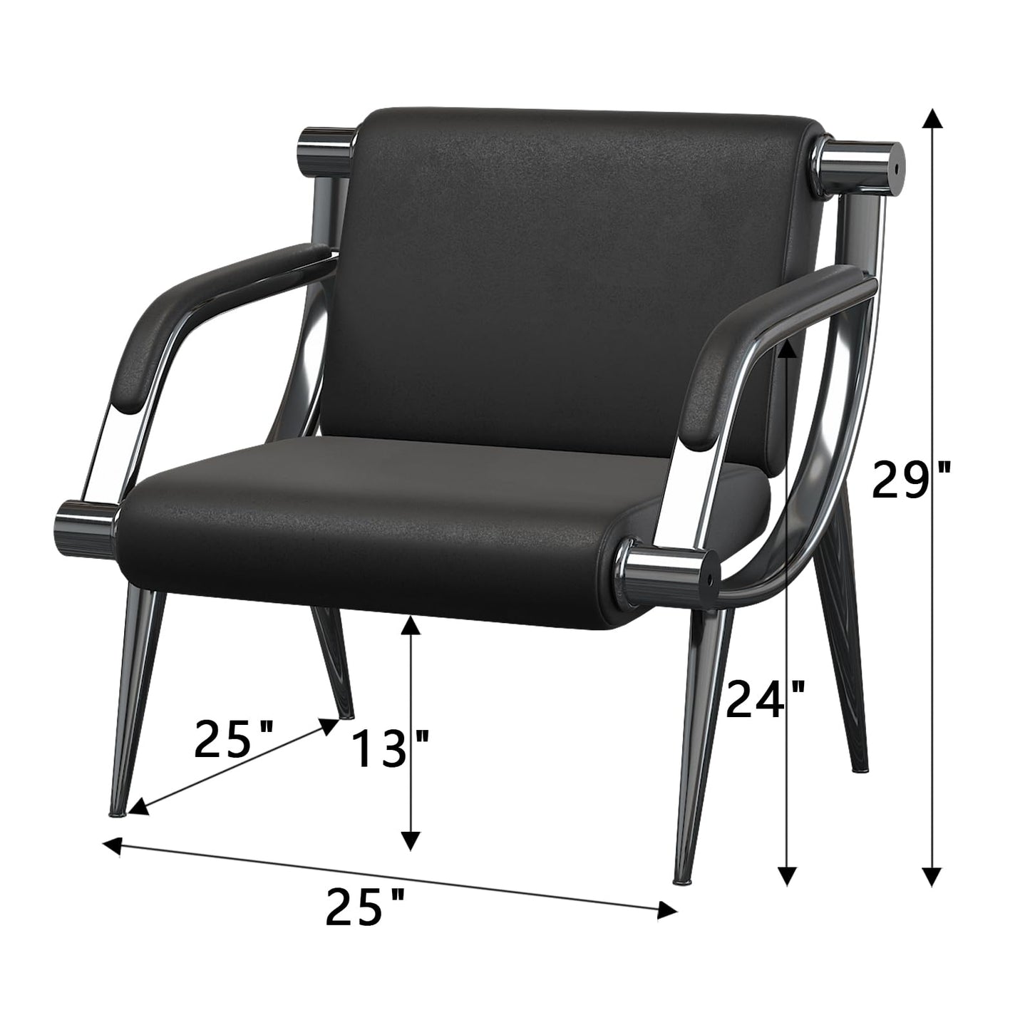 wonline Waiting Room Chair with Armrest Black PU Leather Office Furniture, Office Guest Seating Lobby Conference Reception Chairs for Airport Clinic Hospital Bank Salon Barber(Black)