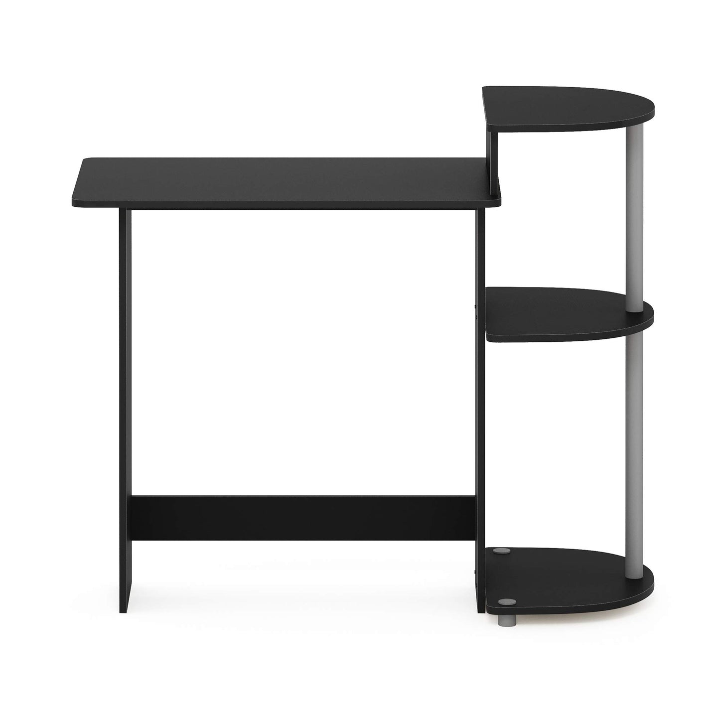 Furinno Compact 29-Inch Black Computer Desk, Gaming Desk with Shelves, Office Desk with Book Shelf, for Home Office, Study Room, Dorm, Bedroom, Black