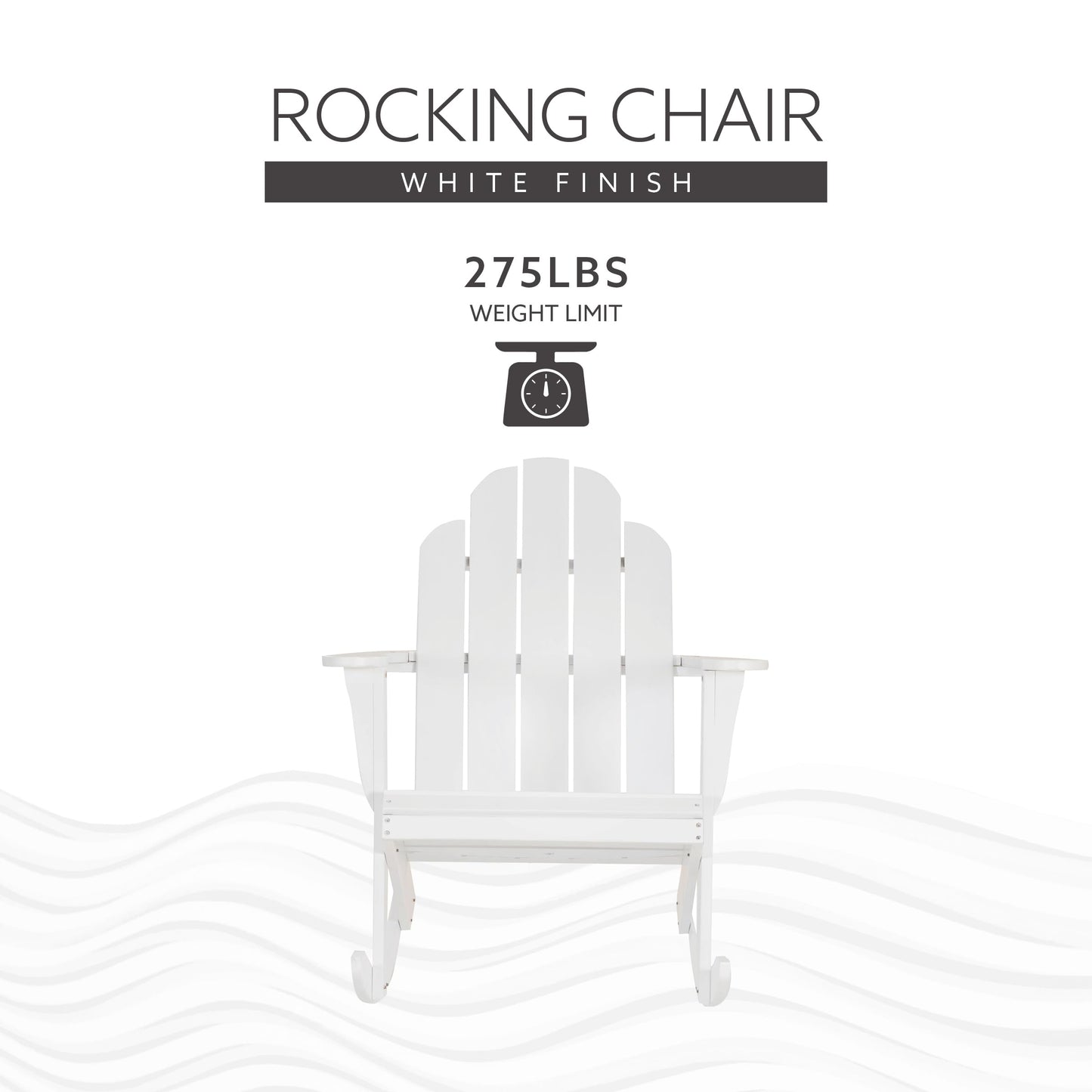 Jayde White Wooden Outdoor Adirondack Rocking Chair by Linon