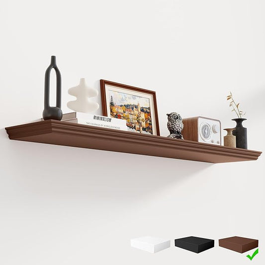 Fun Memories Floating Shelves 48 Inch Long, 9.3 Inch Deep Classic Crown Molding