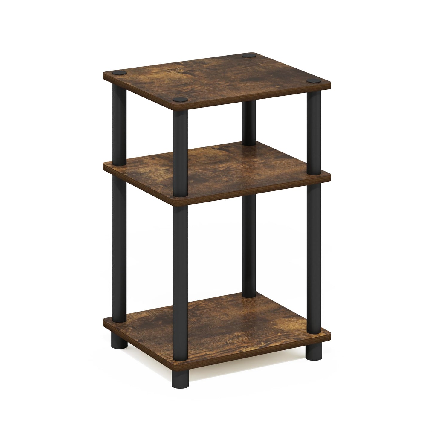 Furinno JUST Side Table, 3-Tier End Table, Open Shelves Night Stand, Bedside Table, Toolless Assembly, for Living Room, Bedroom, Bathroom, Amber Pine