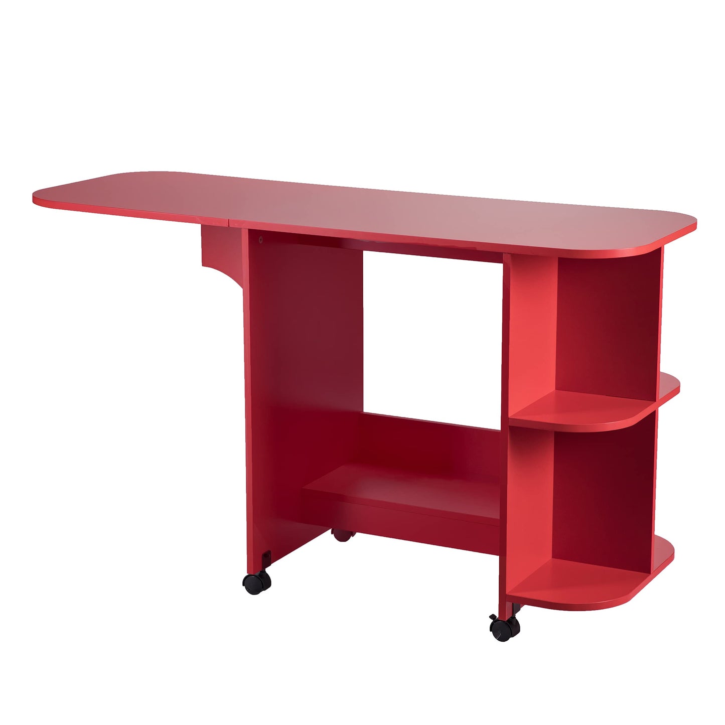 SEI FURNITURE Southern Enterprises Expandable Rolling Sewing Station Craft Table, Red