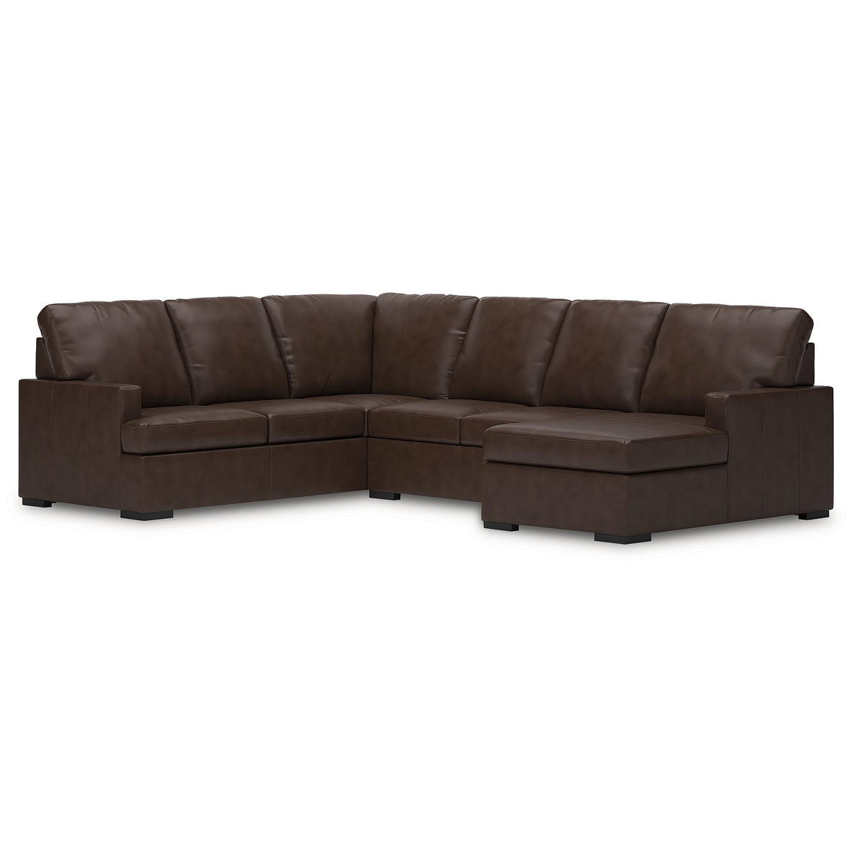 Signature Design by Ashley Modern Day U-Shape Left-Arm Facing Modern Leather Match 3-Piece Sectional with Chaise, Removable Cushion, Dark Brown