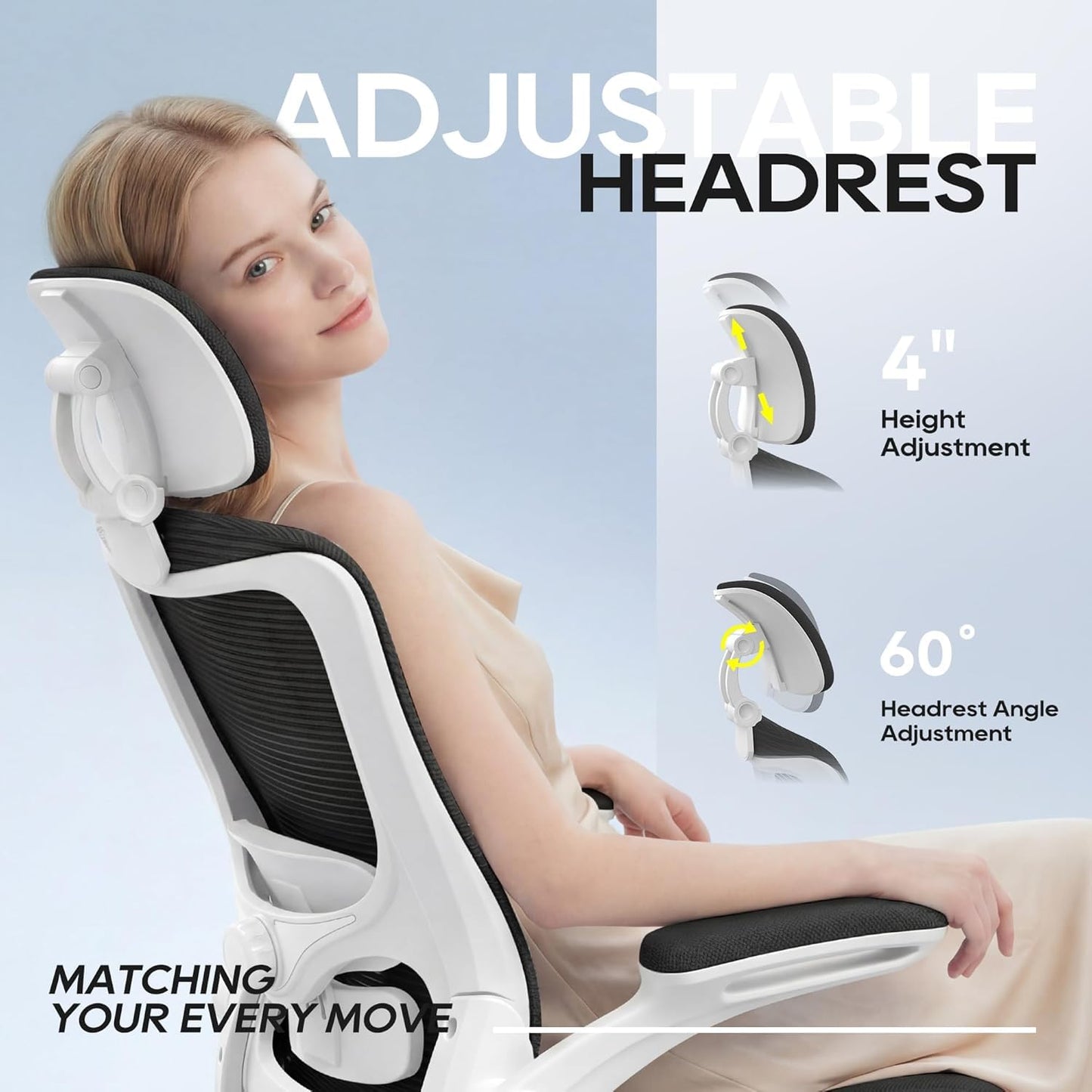 Ergonomic Office Chair for Long Hours, Full-Body Support, Relieve Neck & Back Pressure, 330LBS Capacity, Ideal for Home Office, Office & Study