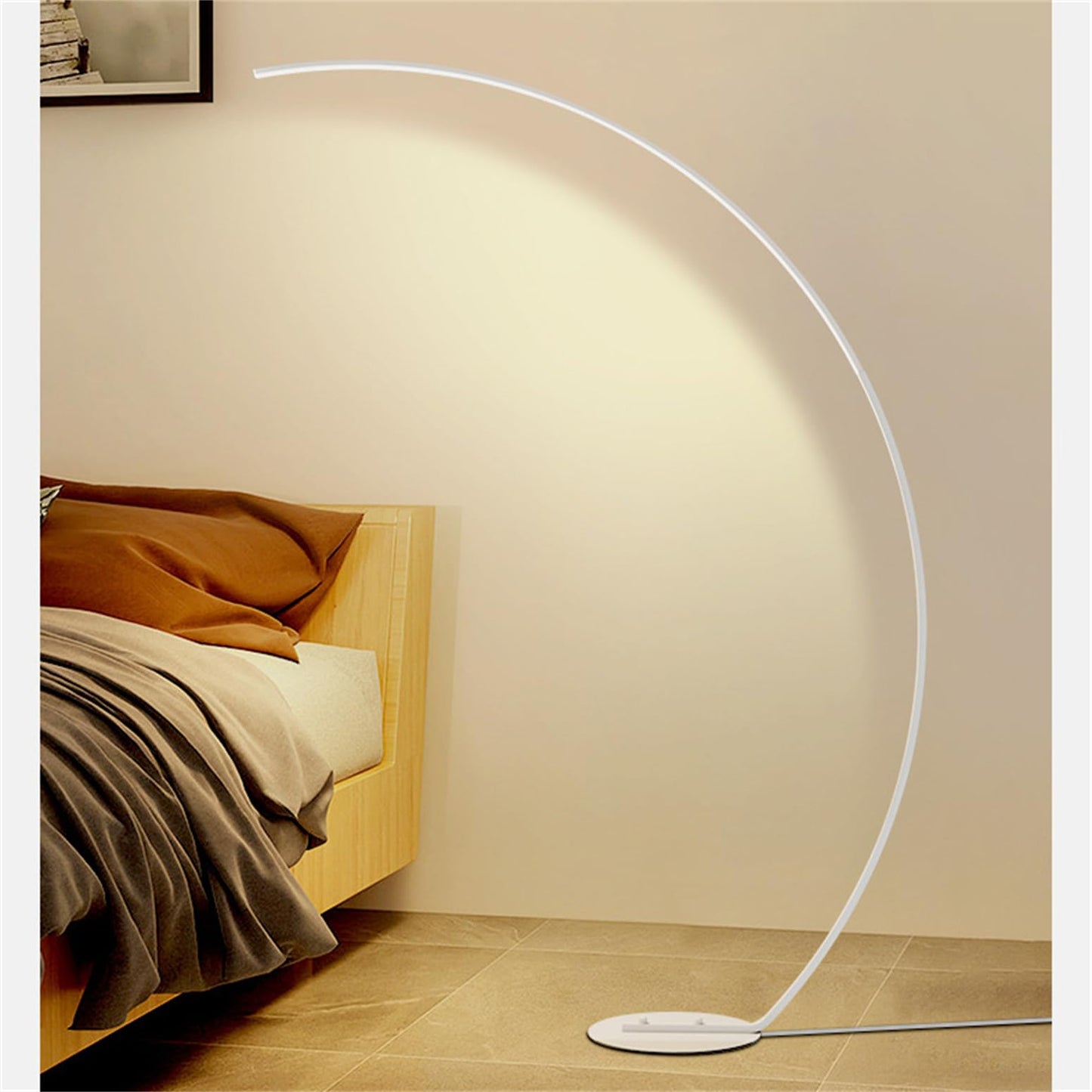 GKOKG Floorps,with Table Modern Arc Floorp 170Cm Tall Standingp with Remote, 3 Color Temperature & Stepless Arched Readingp, Led Archps for Livir