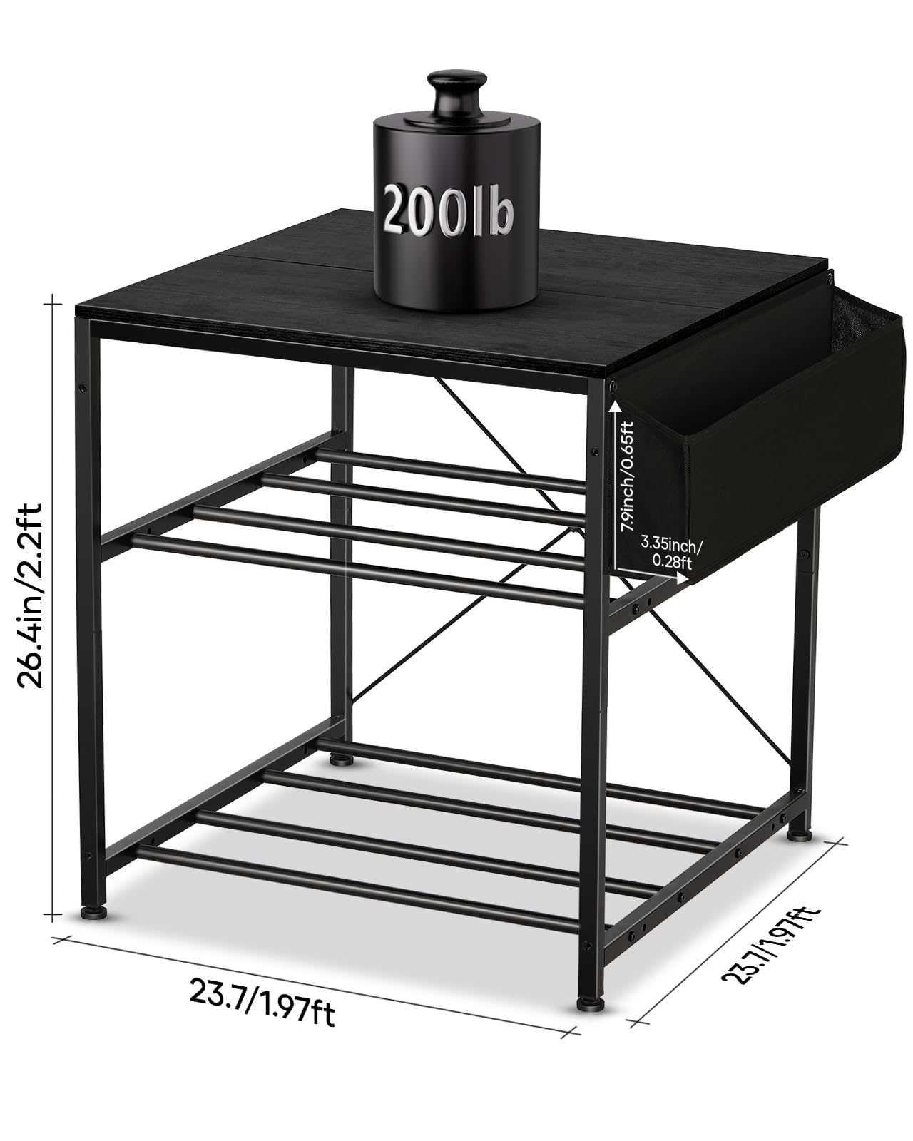 AHOWPD 3D Printer Stand with Filaments Storage - 3D Printer Table Filament Storage Rack Heavy Duty 3D Desk for Workshop Studio Office (Black)
