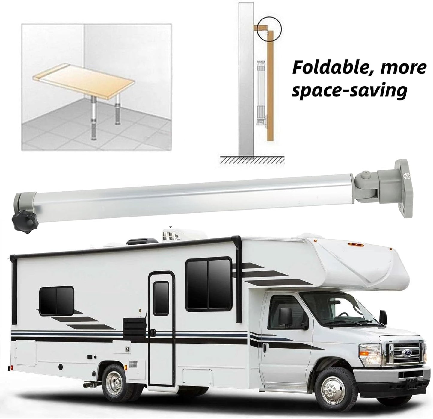 EIMSOAH Folding Table Legs Telescopic Adjustable Bar Desk Legs (Aluminium Alloy) Height Foldable Space Saving for RV Caravan Boat Yacht Office Home Furniture