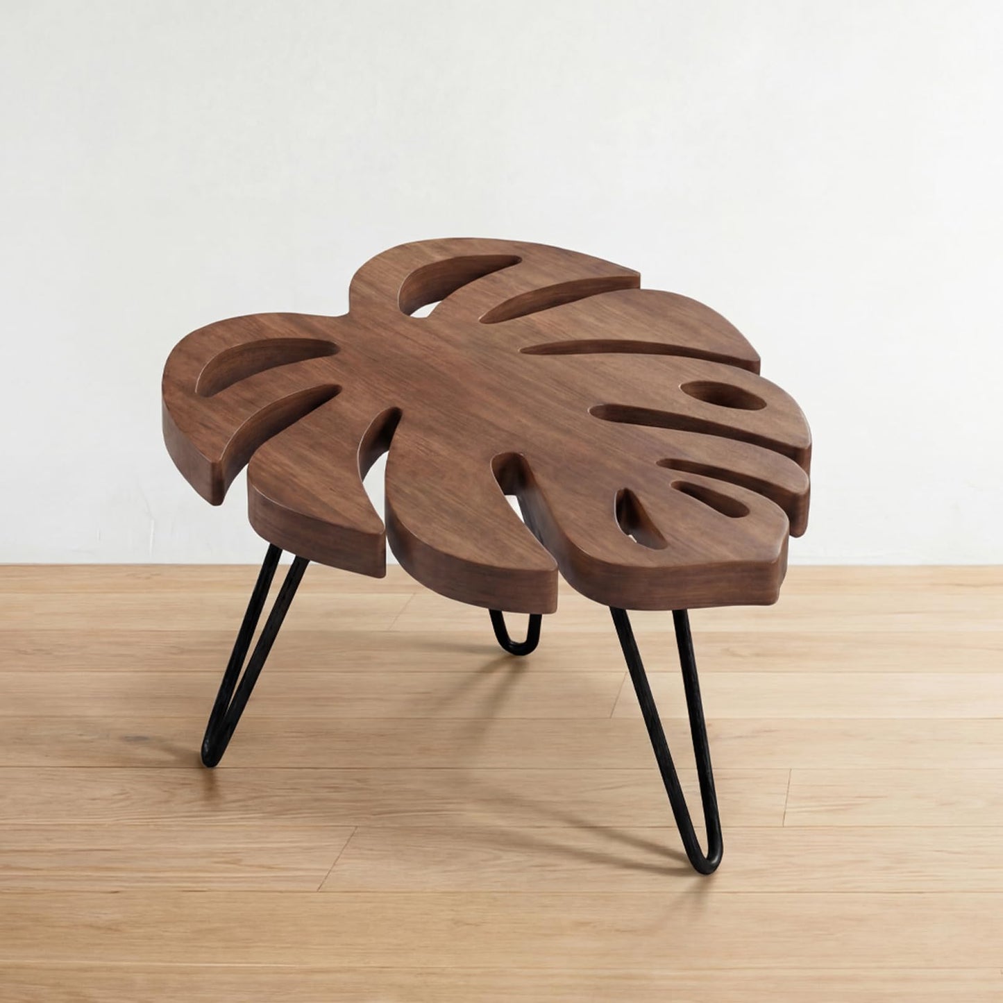 Novabright Monstera Leaf Short Plant Stand Small Wooden Plant Stool Stand Risers Pedestal Display Decorative for Flower Indoor Outdoor Rustic Farmhouse Table Balcony Home Office Bedroom Decor