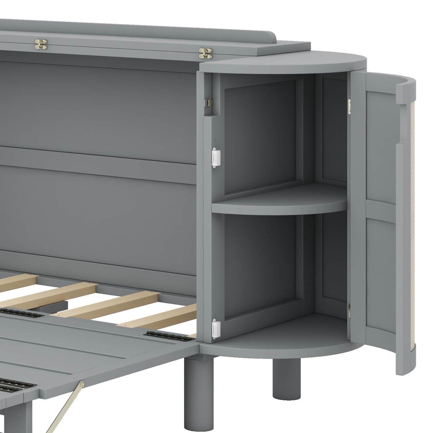 YunNianYang Murphy Bed with Hidden Storage & Modern Woven Design (Gray, Queen)