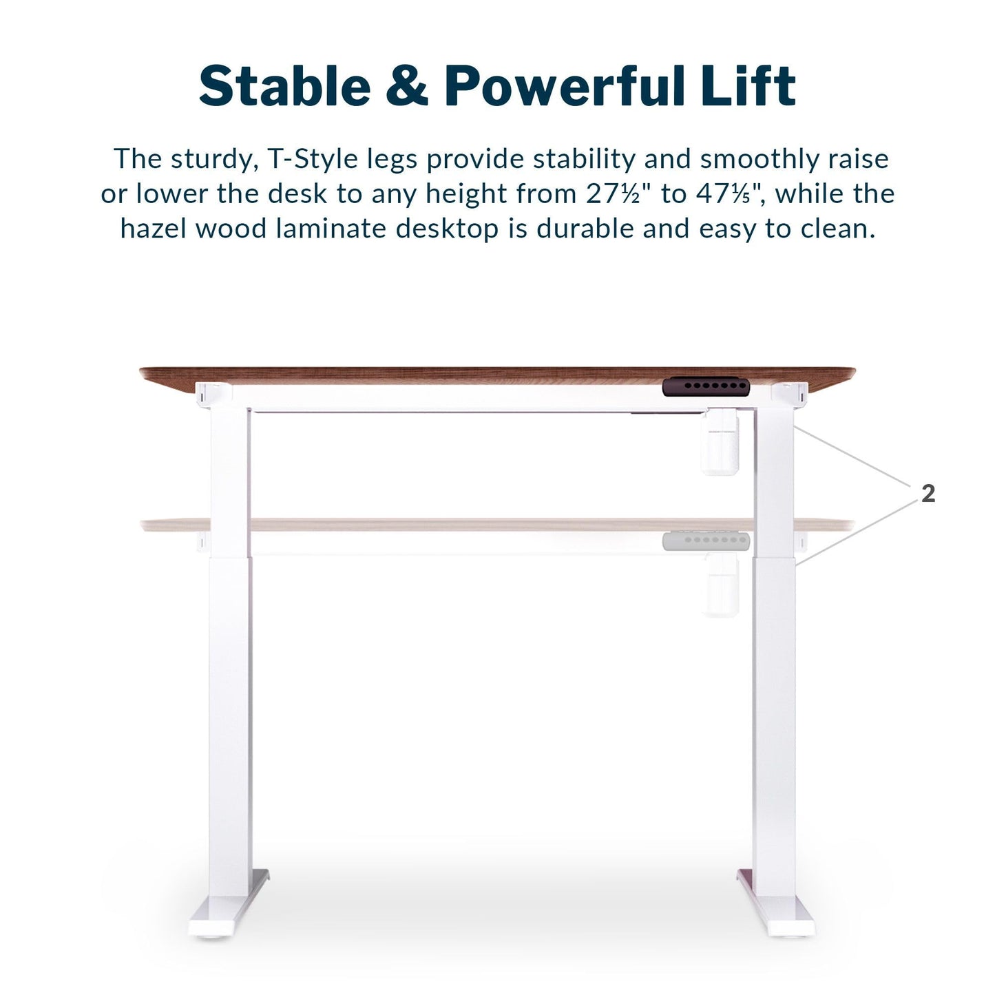 Vari Essential Electric Standing Desk for Home Office – 48x24 Sit-Stand VariDesk, 4 Memory Height Presets, 2-Piece Laminate Wood Top, Sturdy T-Style Legs, Supports 150 Lbs + Easy Assembly (Hazel Wood)