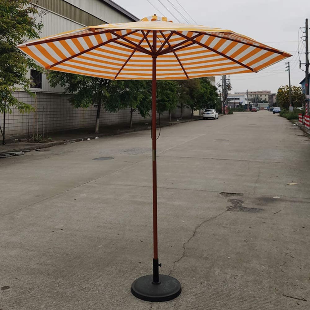 LSLYTQ Patio Umbrella 2.7M(8.8ft) Striped Patio, Outdoor Umbrella Patio Market Table Umbrella, Solid Wooden Pole, 8 Ribs,Outdoor Sun Shade For Garden, Lawn, Deck, Backyard&Pool (Yellow and White