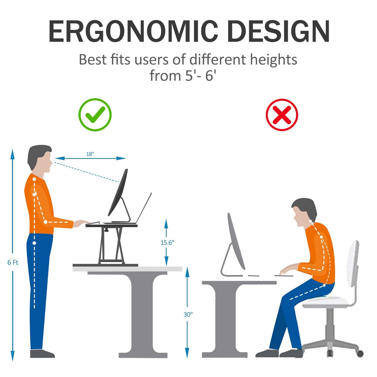 Aconcept Extra-Slim 24 x 14 inch White Lift Standing Desk Converter, Manual Adjustable Height Sit Stand up Desk Riser, Compact for Monitor or Laptop Workstation