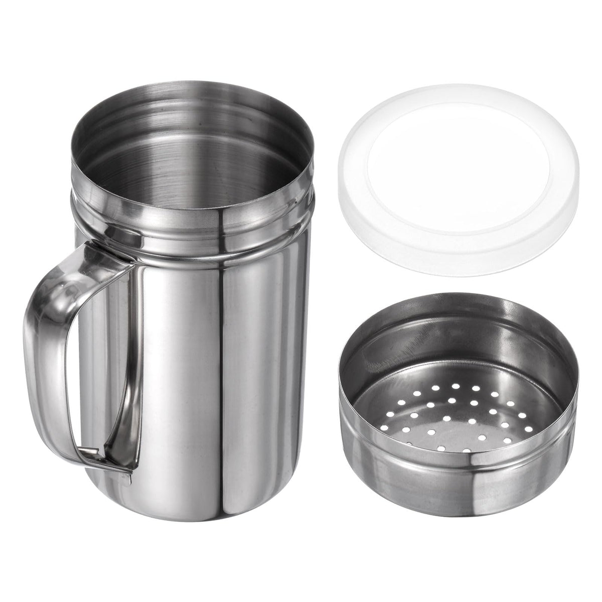 HARFINGTON Salt Dredge Shakers 14 Ounce Stainless Steel Seasonings Spice Shakers with Handle and Lid for Salt Sugar Flour