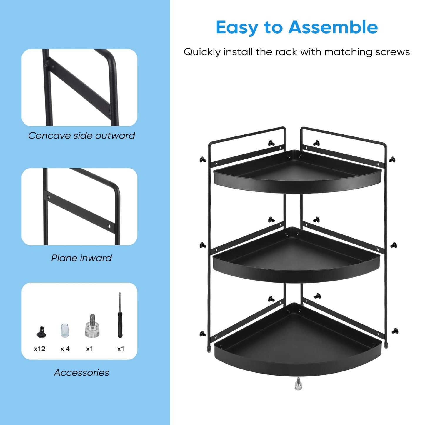 Lvssci Corner Shelf 3 Tier Bathroom Countertop Organizer ，Kitchen Bathroom Countertop Perfume Trays for Dresser Cosmetic Makeup Organization Standing Shelves Space Saving Holder