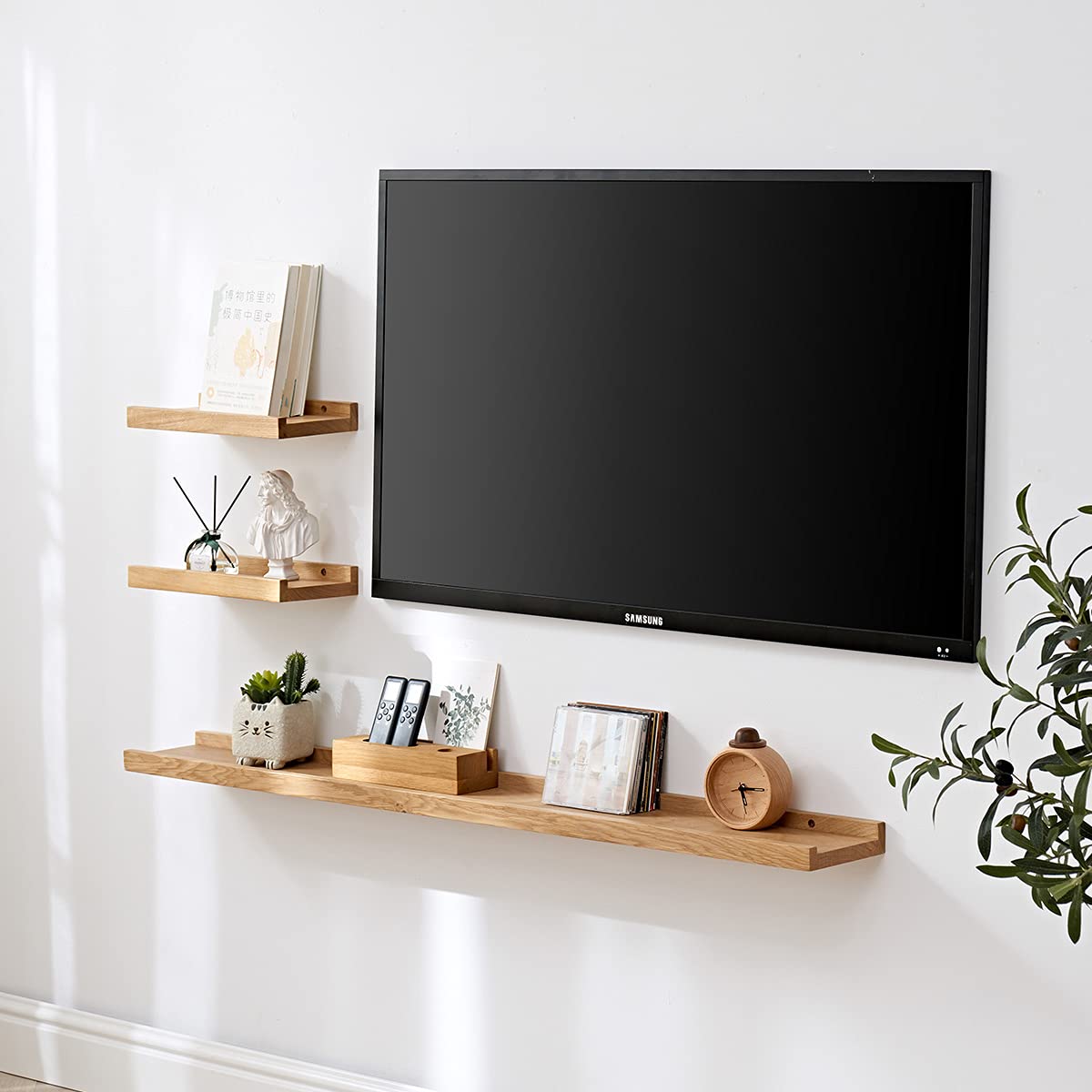 TRWISWDC Floating Shelf for Wall Natural Oak Wood Wall Shelves 36 Inch (Upgrade Width 6"), Display Picture Ledge Shelf for Bedroom Living Room Bathroom Office Kitchen Storage Shelves