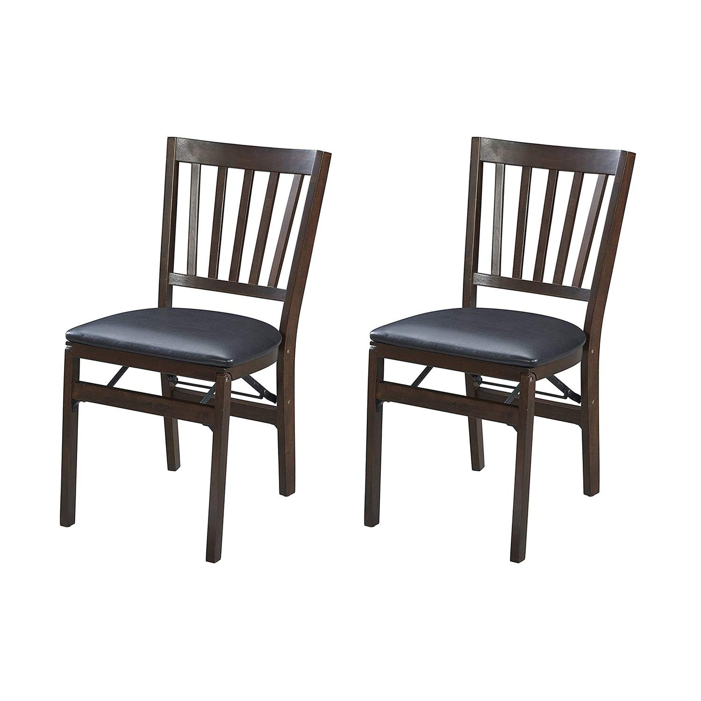 Stakmore Premium Solid Wood Dining Table Compact Folding Chair Set with Fabric Padded Upholstered Seat, Espresso/Black (Set of 2)