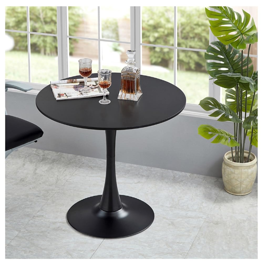 HYYTEIBL 27.3" Tulip Dining Table, Black, Perfect for 2-4 People, Mid-Century Modern Style, Round MDF Top with Sturdy Base for Dining Room, Living Room, Cafe