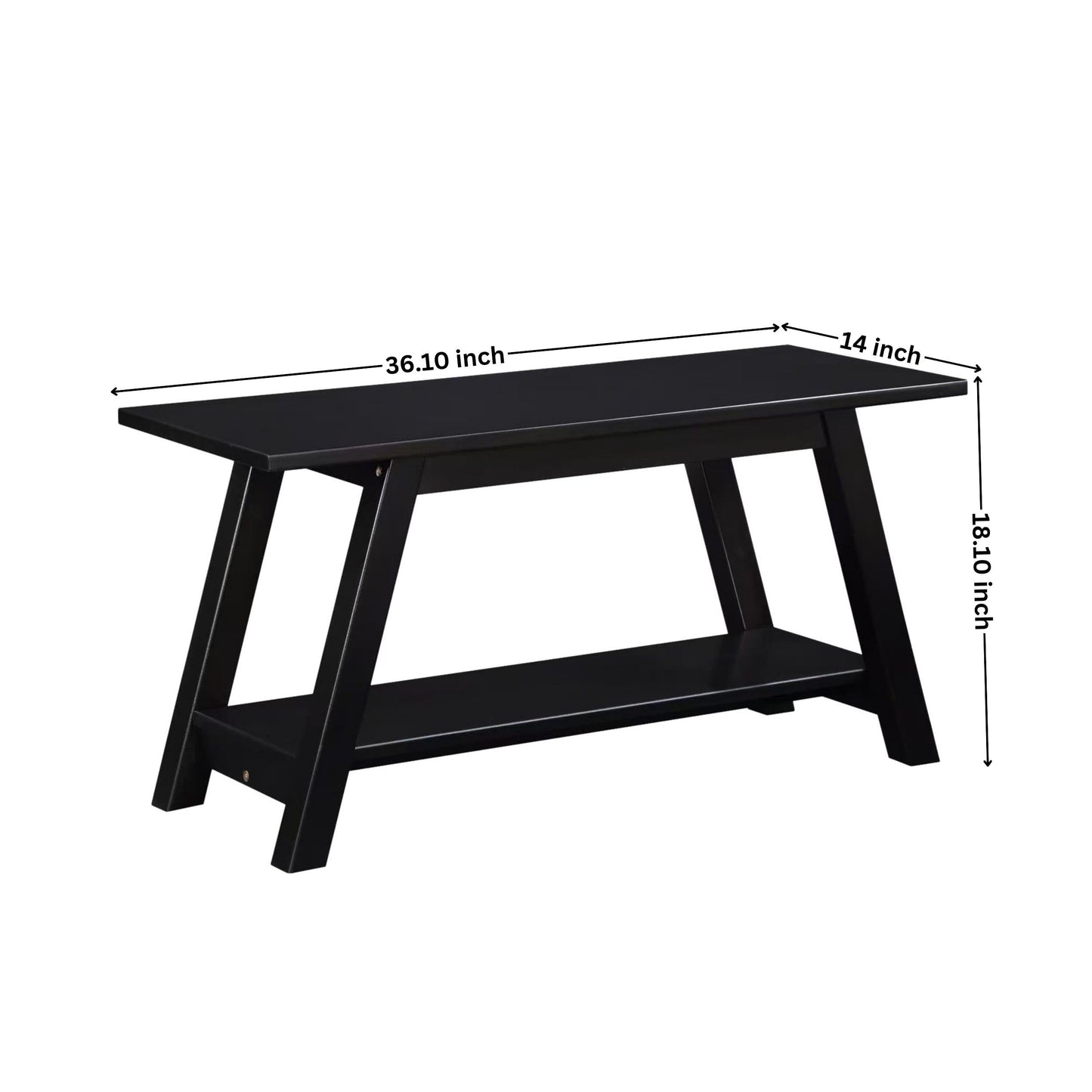 Roundhill Furniture Elyz Solid Wood Bench with Shelf, 36.10-Inch Long, Espresso