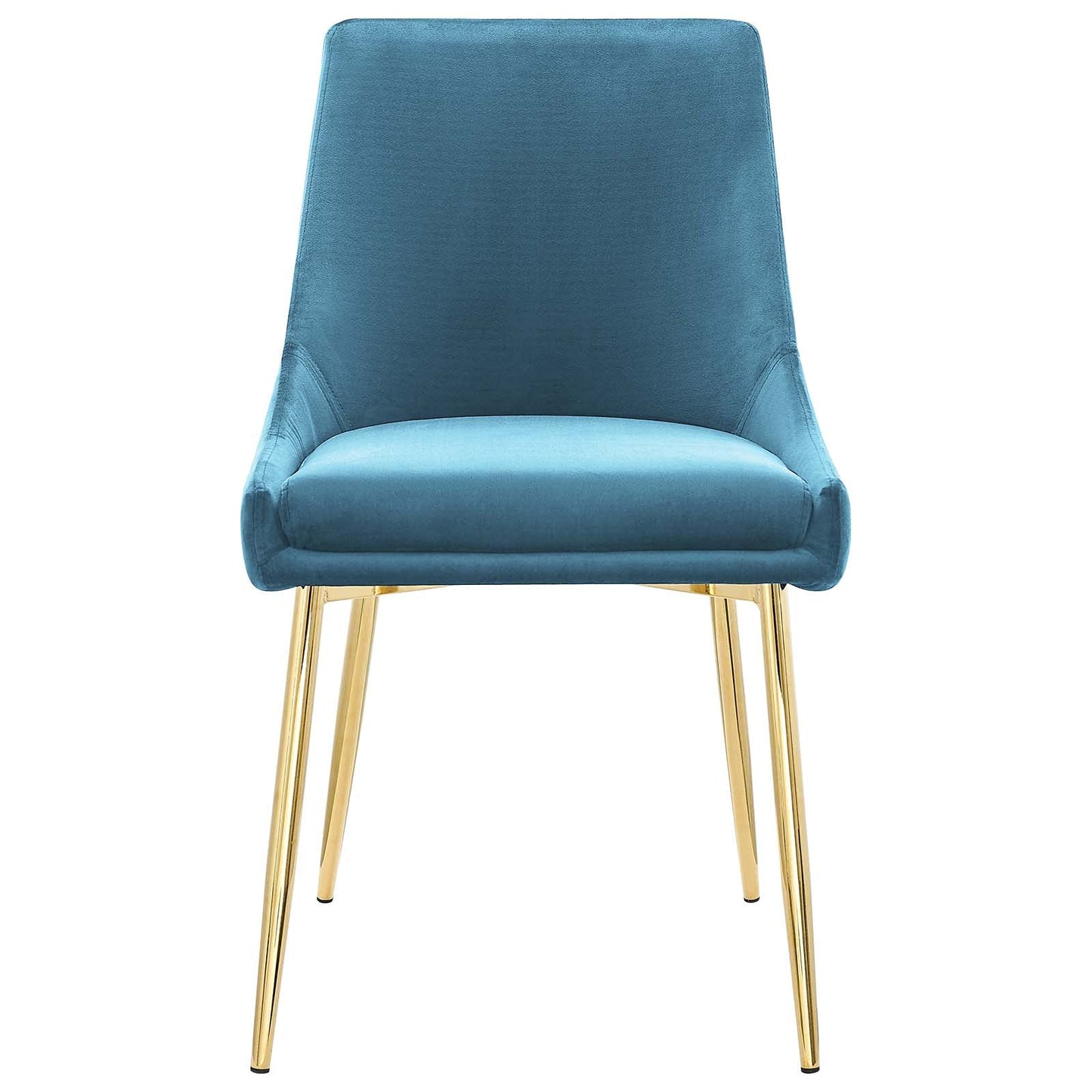 Viscount Performance Velvet Dining Chairs - Set of 2 in Gold Blue