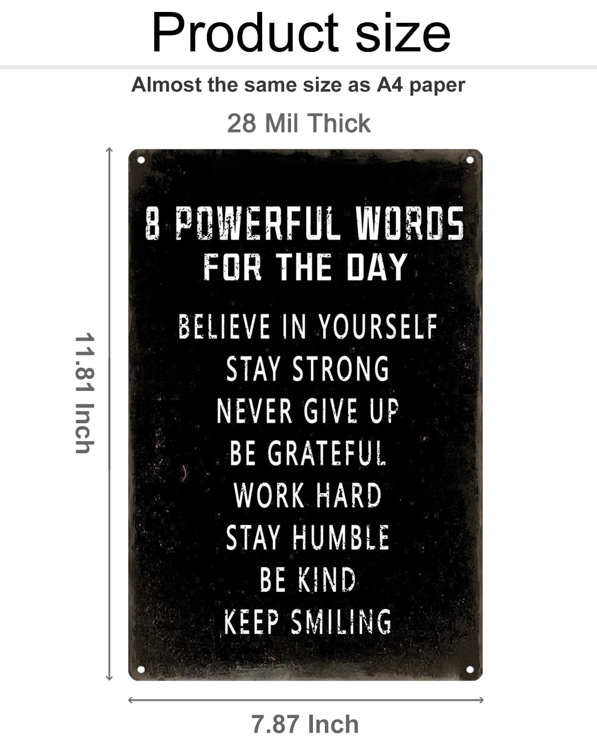 ALKB Inspirational Wall Art Metal Sign 8 x 12 Inch, Inspiring Positive Quotes Room Decor for Living Room Bedroom Classroom Gym, Motivational Wall Decor for Teen