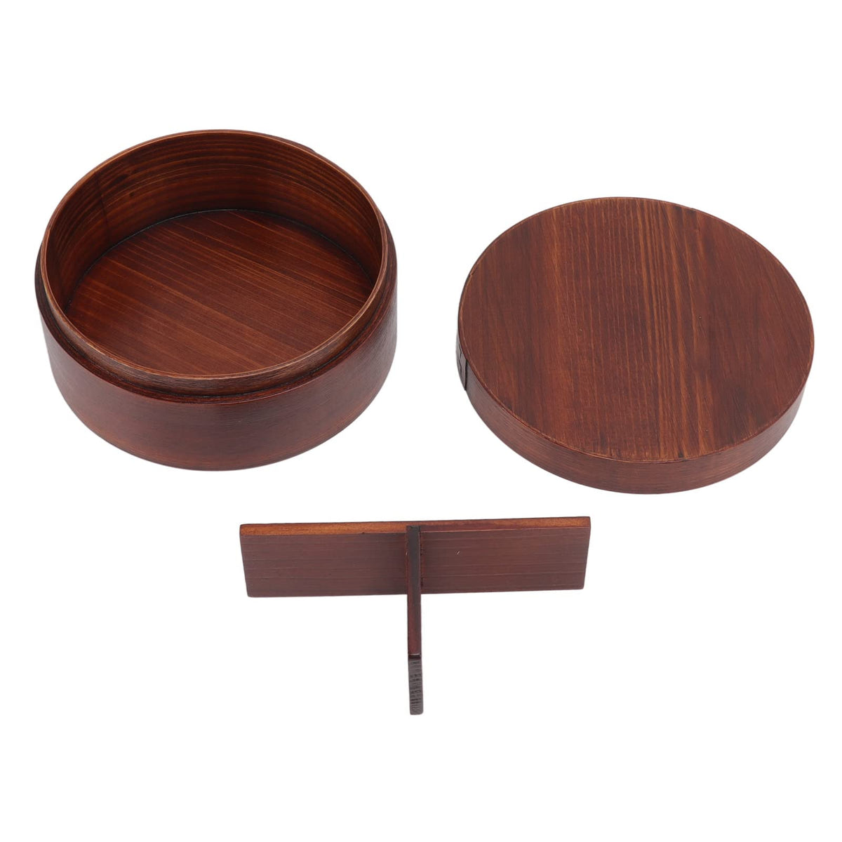 Niiyen Lunch Box Wood Bento Box Round Food Container Snack Organizer Single Level Wooden Storage Box For Office Home Camping Picnic
