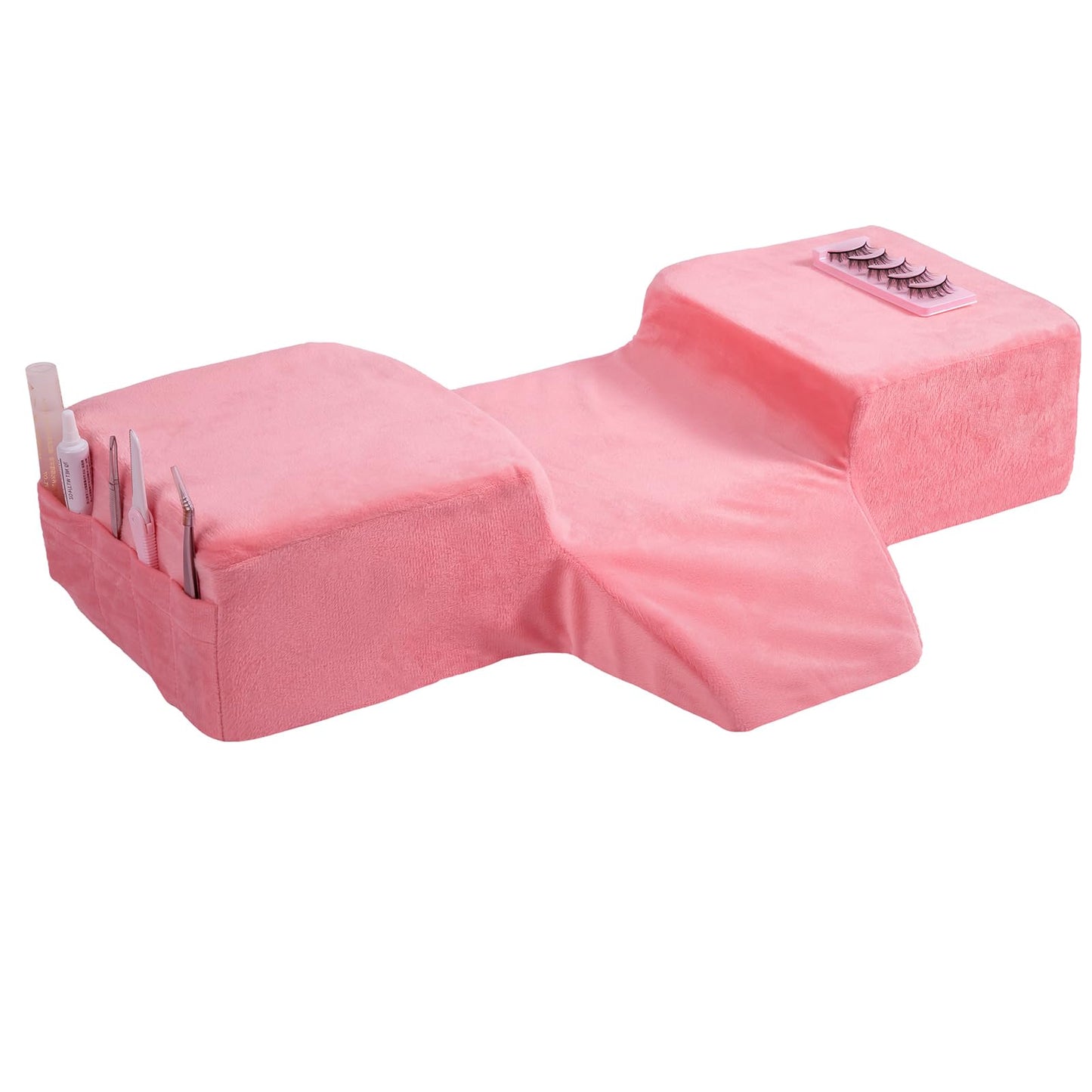 Mobaigift Beauty Salon Curved Memory Foam Bed Pillow, Lash Pillow for Eyelash Extensions Ergonomic Neck Pillow with Neck Back Head Support(Pink)