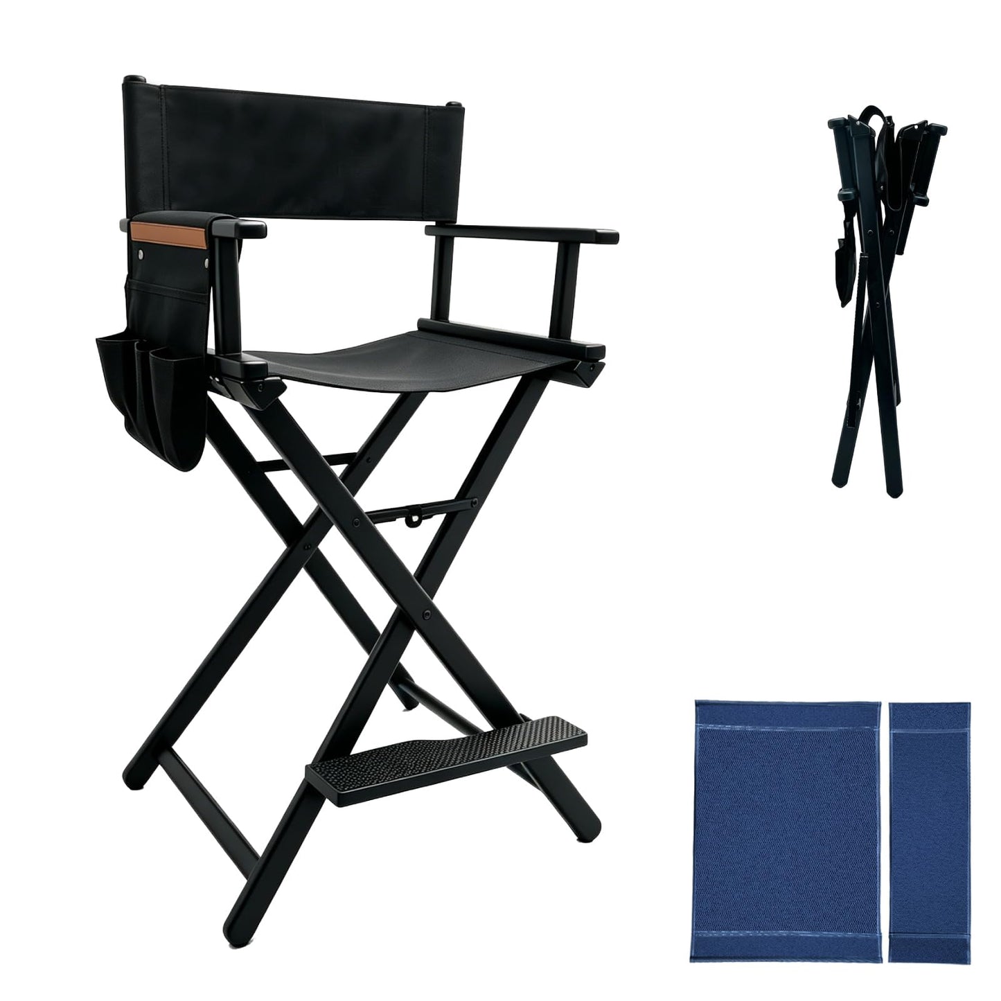 HAISKY 30" Extra Tall Folding Directors Chair, Lightweight Aluminum Makeup Artist Chair for Client, Portable Director Chair for Photography Studio, 7.9 LBS with 2 Covers, Side Bags, Footrest, 300 lbs
