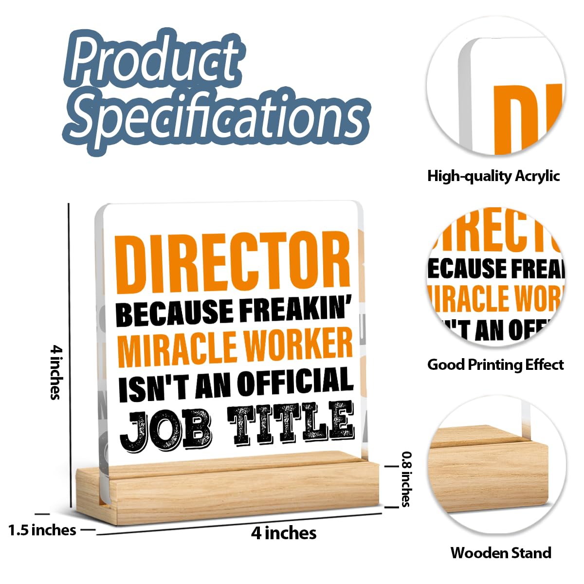 Director Gifts for Women Men Thank You Appreciation Birthday Chirstmas Gifts for Movie Maker Director Clear Acrylic Decor Sign for Home Office Desk Table Shelf 4X4 Inch Acrylic1707