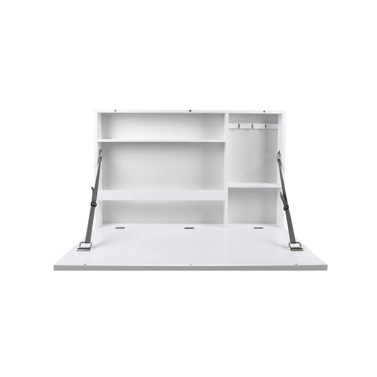 Prinz Work from Home Wall-Mounted Desk, White Folding Desk with Chalkboard Front, Space-Saving Floating Desk Design, Ready to Hang, Interior Shelves, 36 x 24 x 5 Inches, White