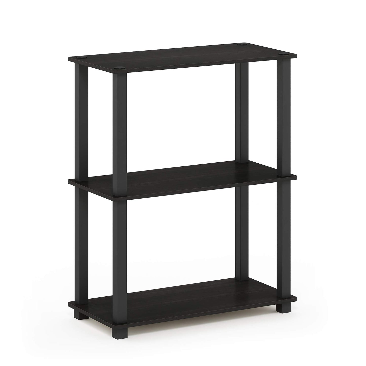 Furinno TURN-S-TUBE Storage Shelves, 3-Tier Book Shelf, Corner Shelf, Toolless Open Shelves, for Organization and Storage, Living Room, Garage, Home Office, Espresso
