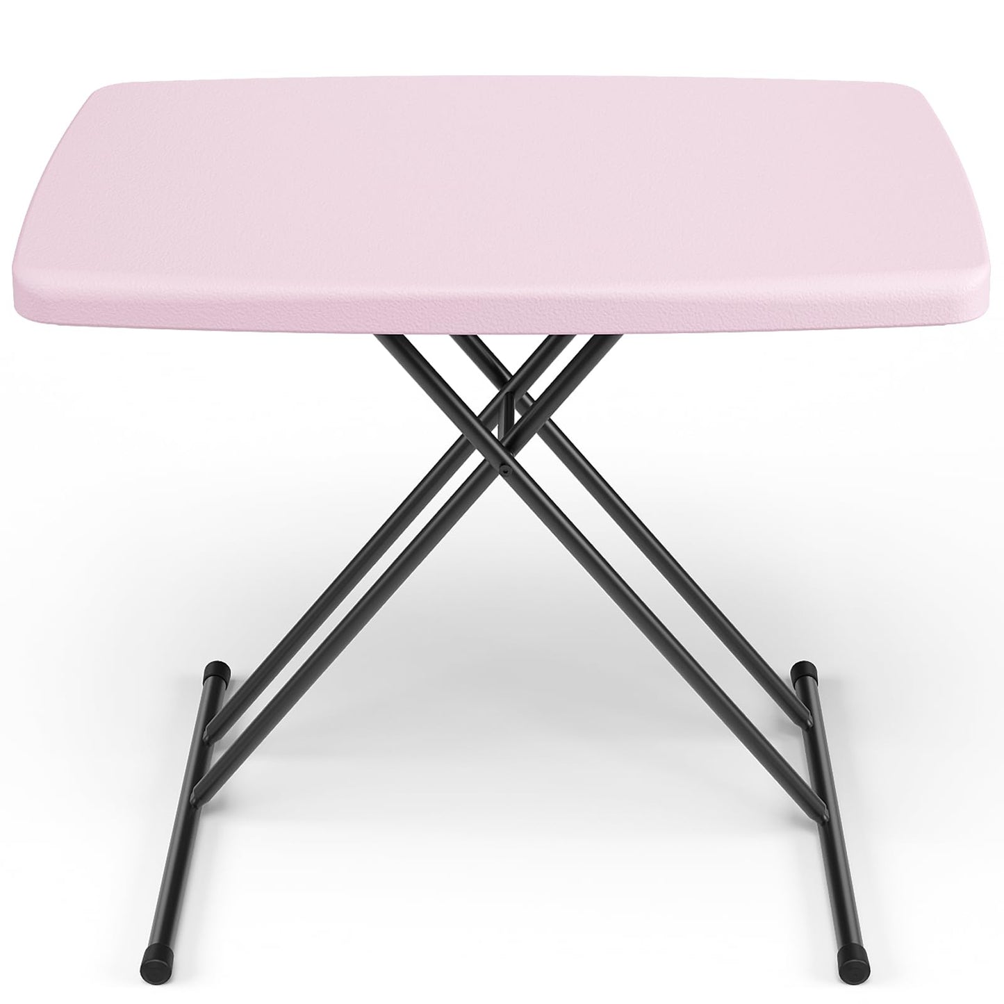 MAKE CHANGES Folding Table 30 Inch - Small Desk Adjustable Height TV Tray for Laptop, Couch, Camping - Heavy Duty Utility Foldable Table for Small Spaces, No Assembly Required, Pink Granite