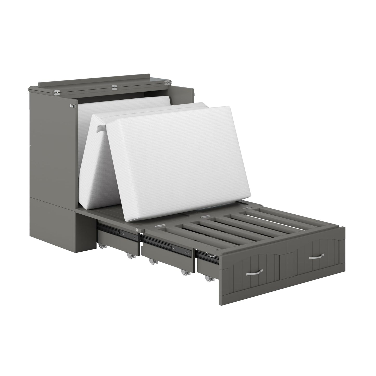AFI, Southampton Murphy Bed Chest Twin XL with 6" Mattress, Storage Drawer & Built-in USB Charger, Grey