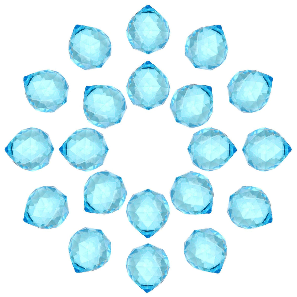 MECCANIXITY 20Pack Crystal Ball Prism, 20mm/0.8" Decorative Ball Sun Shine Catcher Suncatcher Beads for Chandelier Window Wedding Decoration Home Decor, Light Blue