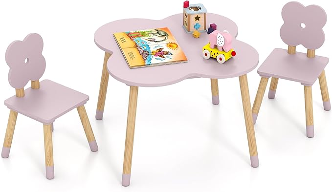Costzon Kids Table and Chairs, Wooden Toddler Desk Set