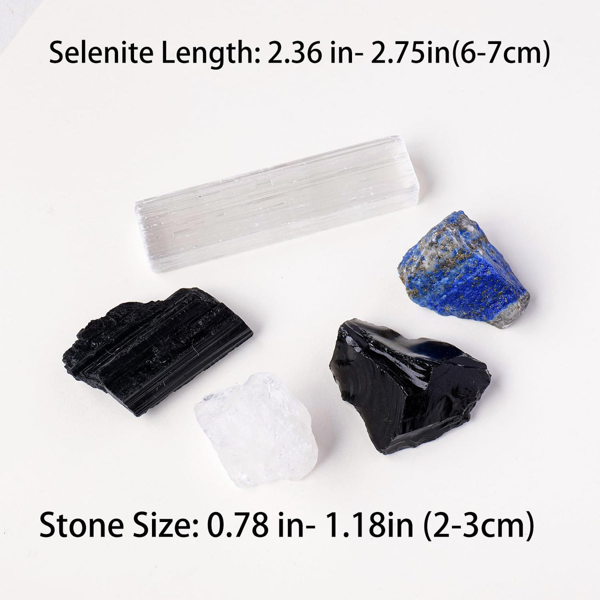 Apengshi Protection Crystal Stone Set for House and Family Protection Set of 5 Pieces Stone Black Tourmaline Clear Quartz Lapis Lazuli Obsidian and Selenite Healing Crystal Stones