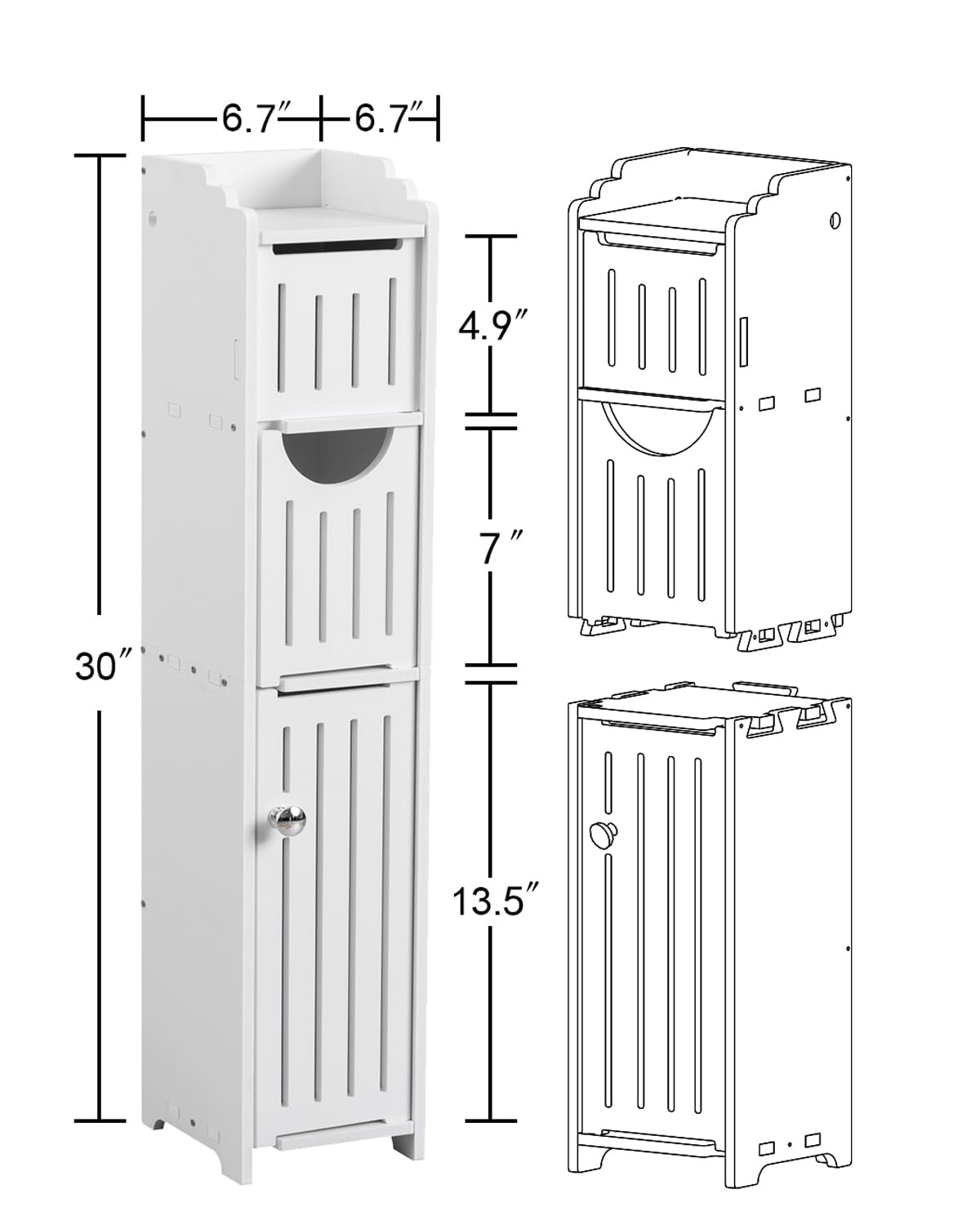 AOJEZOR Bathroom Storage Cabinet: Small Bathroom Storage Cabinet - Toilet Paper Holder Fit for Mega Roll,White
