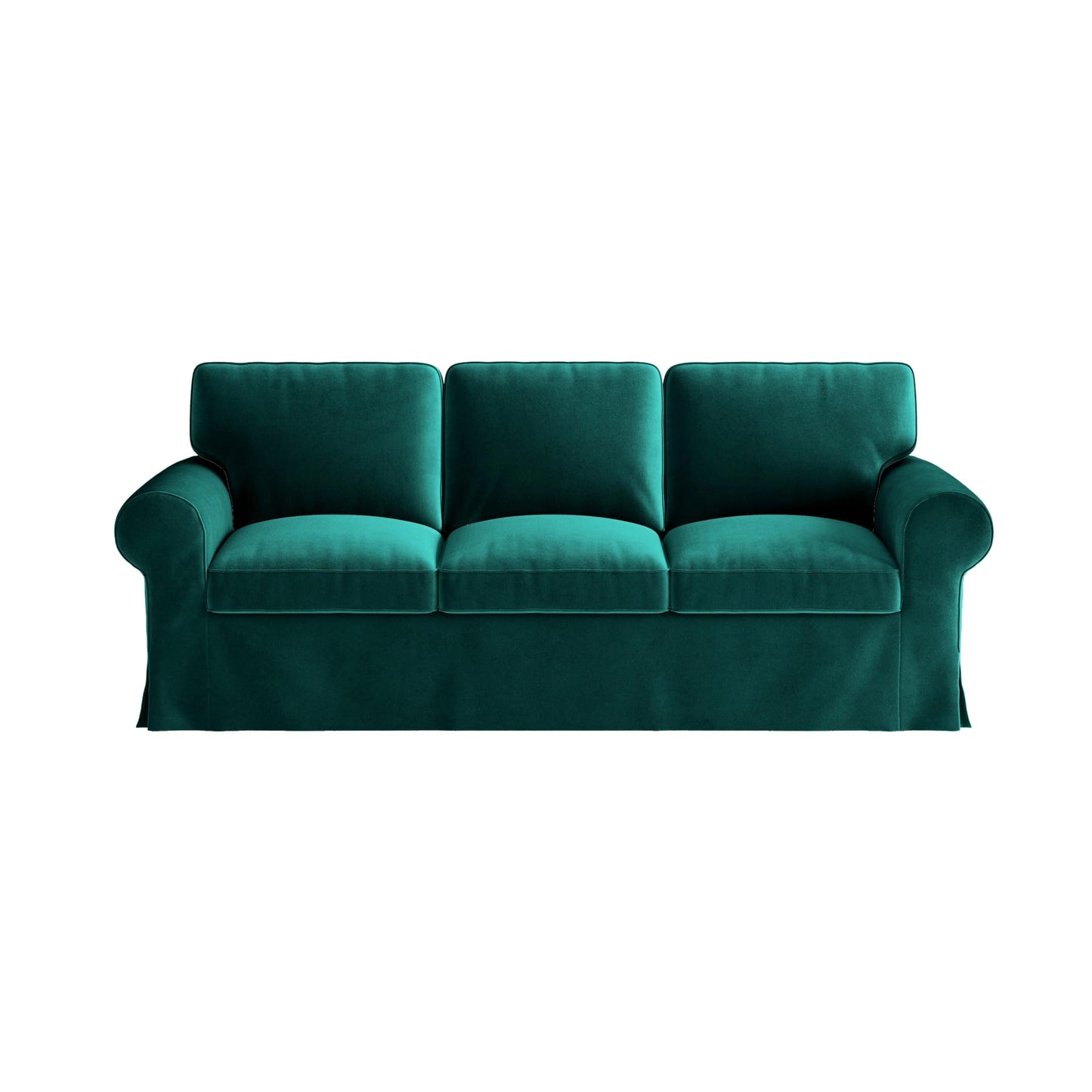 Velvet Pet-Friendly Replacement Sofa Cover Compatible for IKEA Ektorp 3 Seat Sofa Slipcovers, Couch Cover Only, 7-Piece Slipcover, Blue, Couch Cover Not Include The Sofa Body