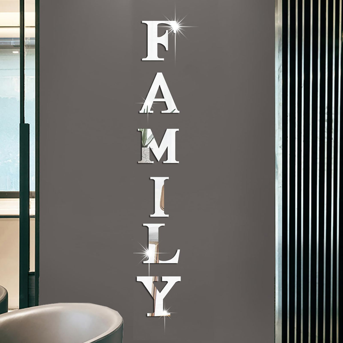 YUZUCMCM Wall Decor Family Letter Signs Home Decor Upgrade Mirrors Stickers Acrylic Wall Decorations for Bedroom Living Room