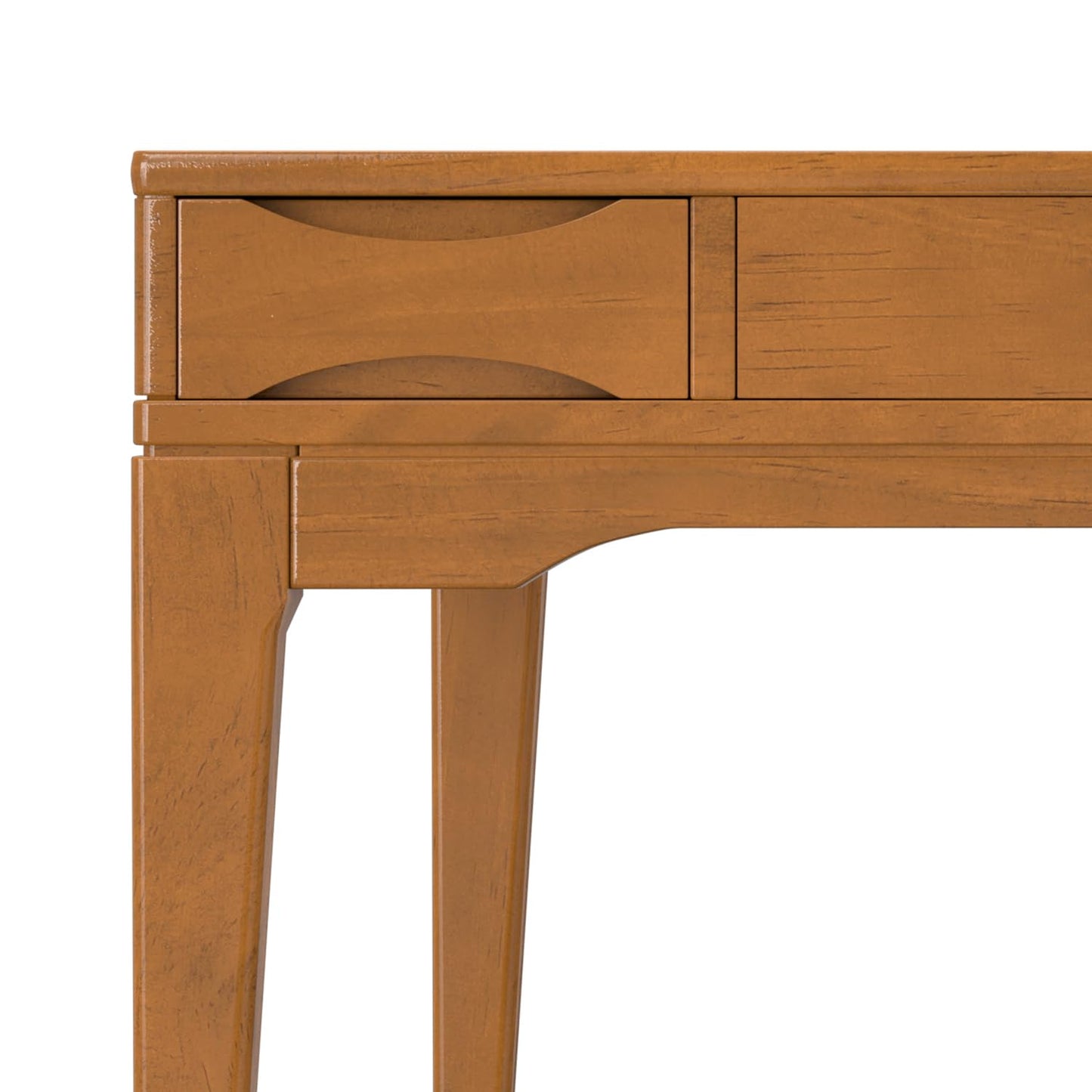 SIMPLIHOME Harper Small Desk - 48 inch Wide Solid Hardwood Writing Desk in Light Golden Brown, Mid-Century Modern Home Office Table for Study or Work with 2 Drawers and Flip-Down Keyboard Tray