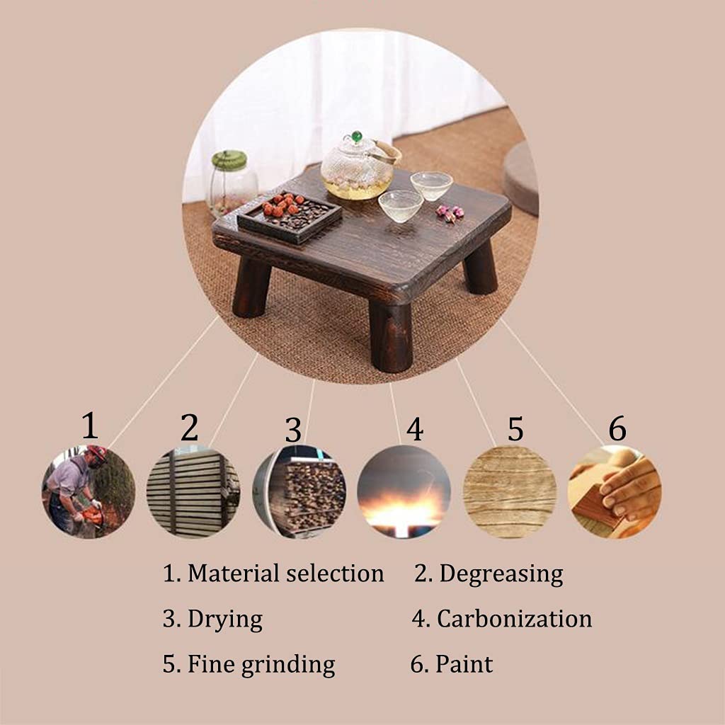 GHHDPXM Bay Window Square Coffee Table Zen Tea Low Table Retro Japanese-Style Small Coffee Table Simple Table Low Stool (Size : 35x35x18cm)