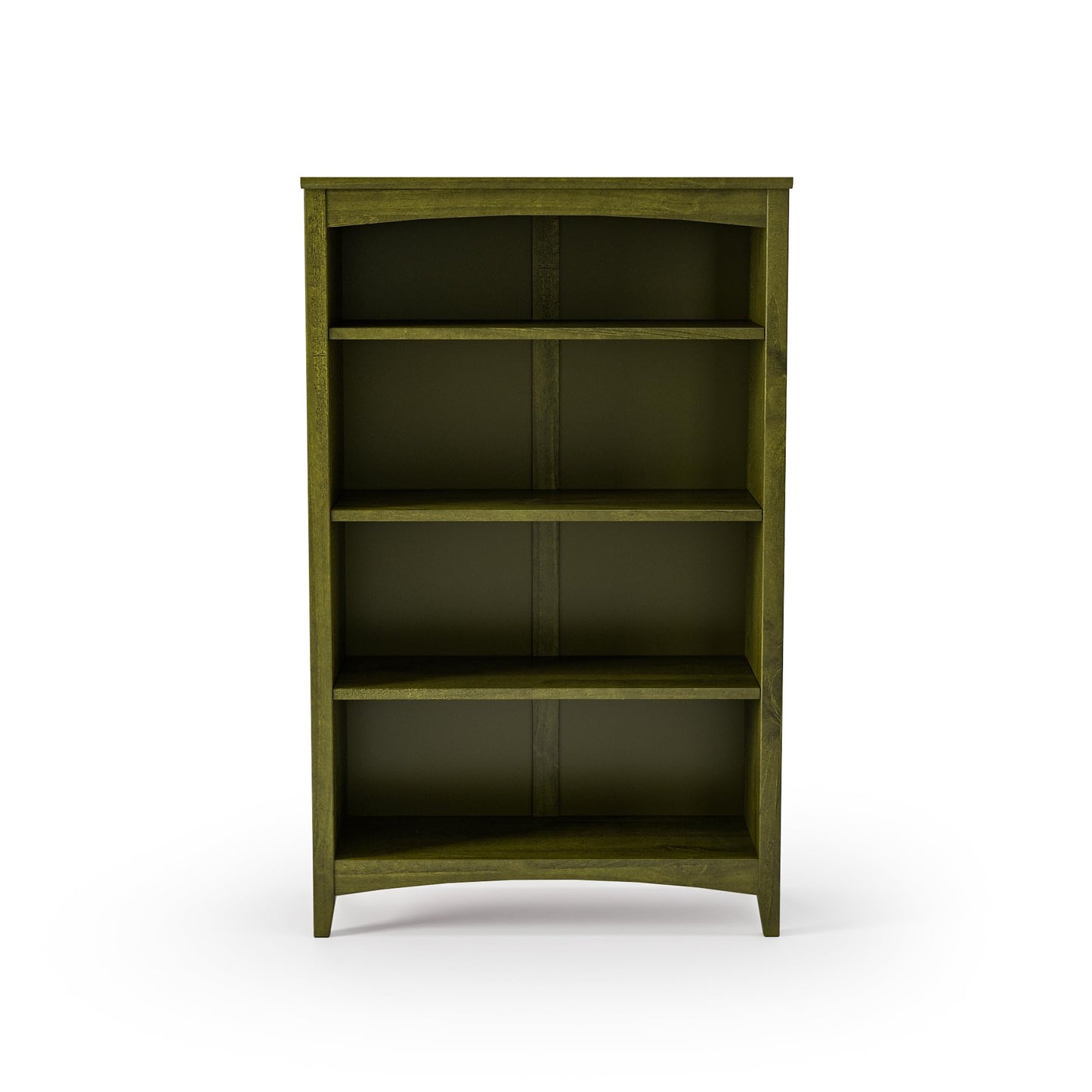Camaflexi Shaker Style 4 Shelf Bookcase/Solid Wood / 48" High/Adjustable Shelving/Closed Back/Display Bookshelf for Living Room, Bedroom, Home and Office, Olive Grove Green