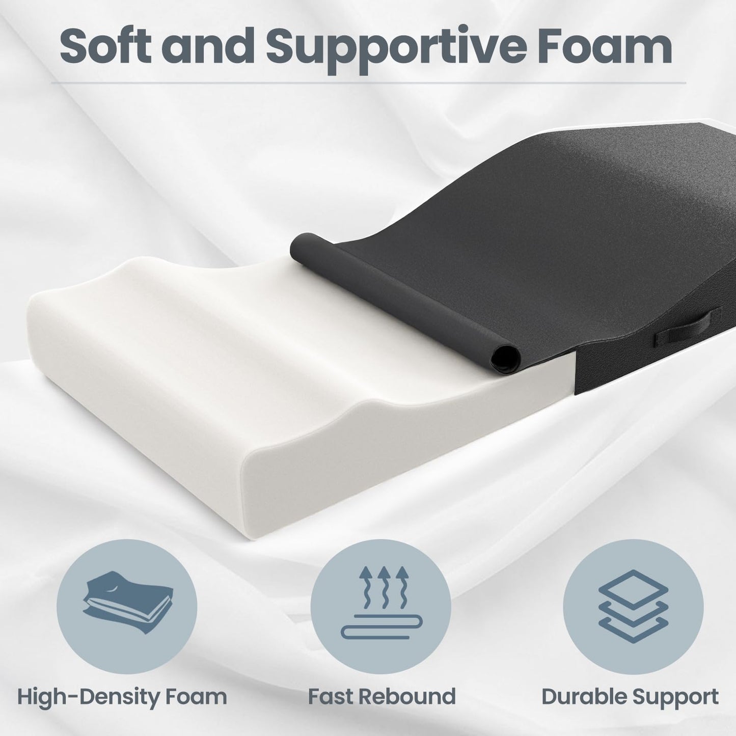 Selectico Ergonomic Lash Bed Topper, High-Density Foam Massage Table Topper with Plush Removable Cover, Non-Slip Massage Table Pad for Salon, Spa, Facial,Lash Extension Beds, 71"x27.5" (Black)